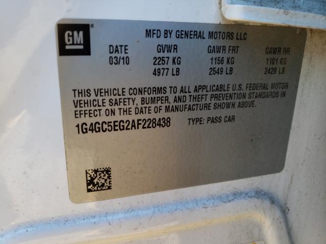 2010 BUICK LACROSSE C 1G4GC5EG2AF228438