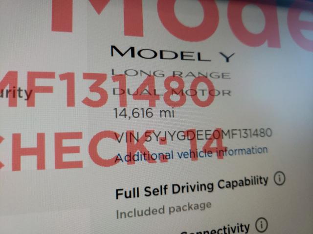 2021 TESLA MODEL Y 5YJYGDEE0MF131480