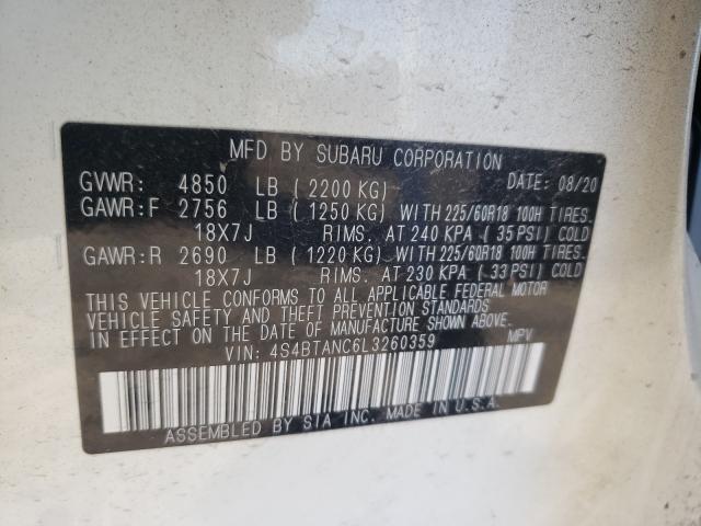 2020 SUBARU OUTBACK LI 4S4BTANC6L3260359