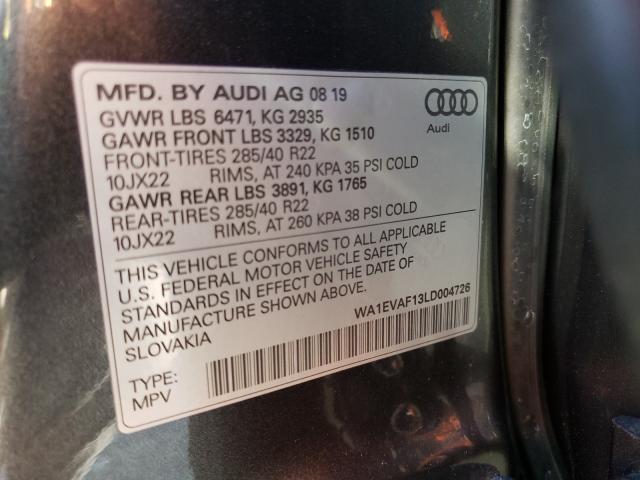 2020 AUDI Q8 PREMIUM WA1EVAF13LD004726