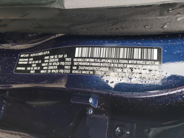 2019 ALFA ROMEO STELVIO TI ZASPAKBN7K7C49865