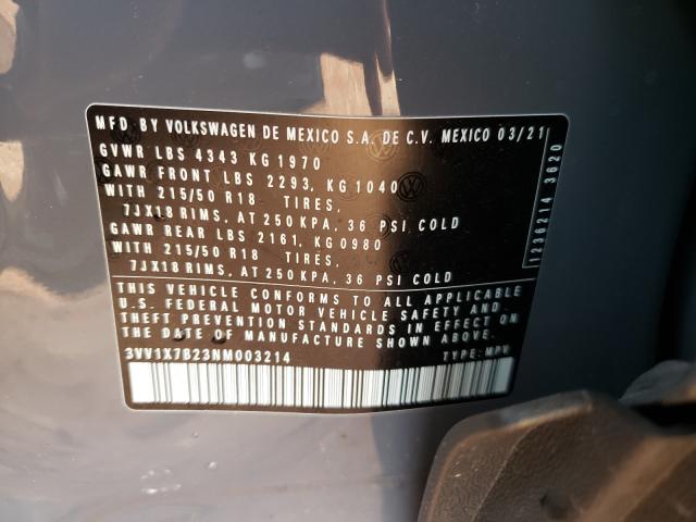 2022 VOLKSWAGEN TAOS SEL 3VV1X7B23NM003214