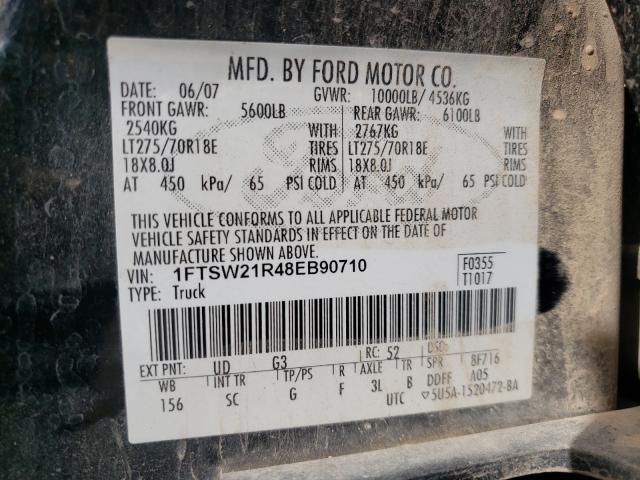 1FTSW21R48EB90710 Ford F250 Super 2008. Фото: 9