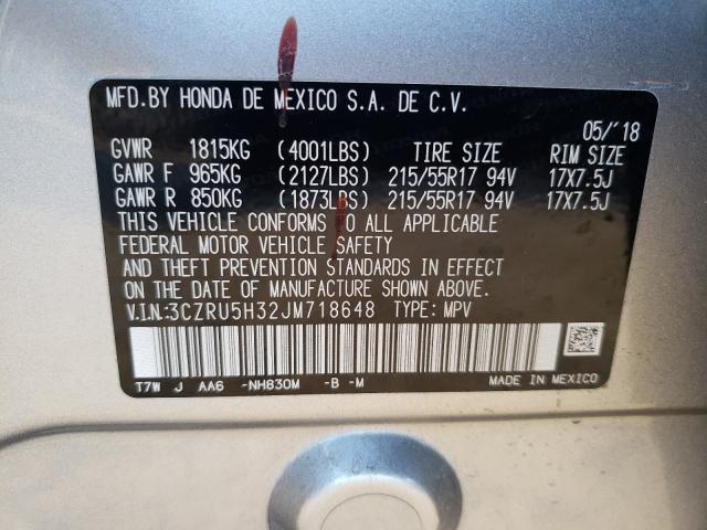 2018 HONDA HRV 3CZRU5H32JM718648