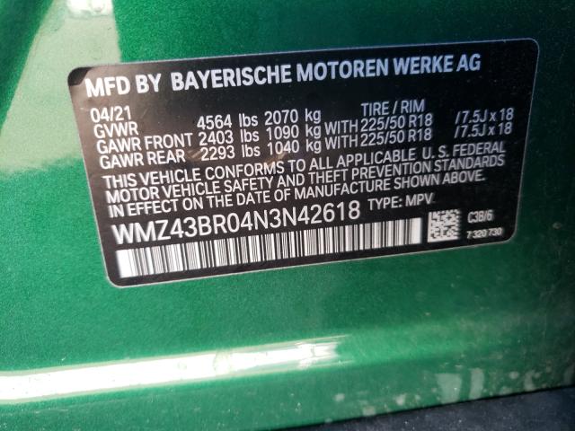 2022 MINI COOPER COU WMZ43BR04N3N42618