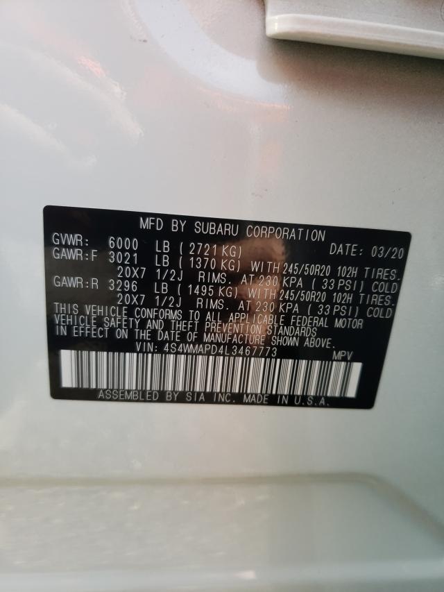 2020 SUBARU ASCENT LIM 4S4WMAPD4L3467773