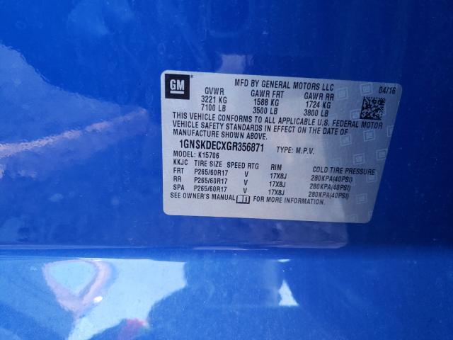 2016 CHEVROLET TAHOE POLI 1GNSKDECXGR356871
