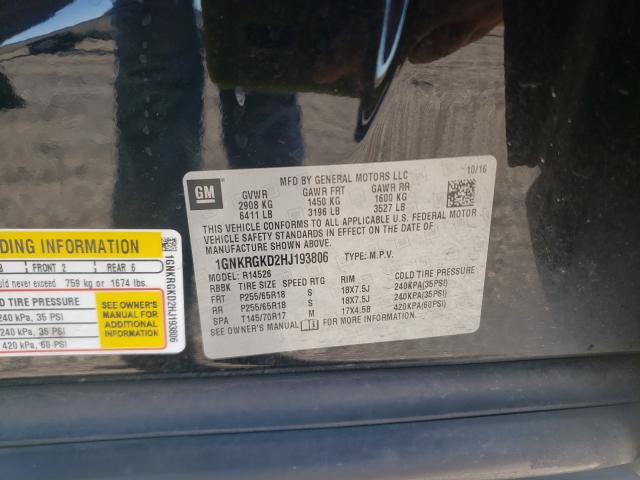 1GNKRGKD2HJ193806 Chevrolet Traverse L 2017. Фото: 9