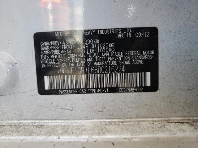 2013 SUBARU IMPREZA WR JF1GR7E68DG216224
