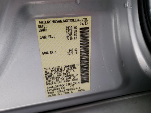 1N4AL3AP9DC288264 Nissan Altima 2.5 2013. Фото: 9