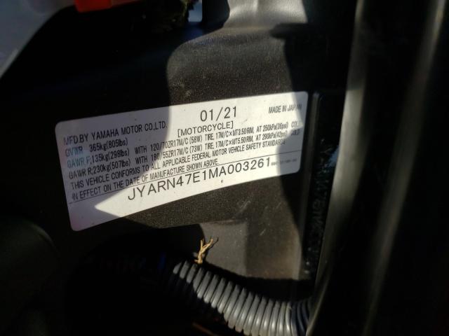 2021 YAMAHA XSR900 JYARN47E1MA003261