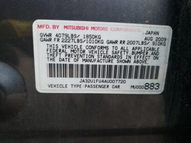 2010 MITSUBISHI LANCER DE JA32U1FU4AU007720