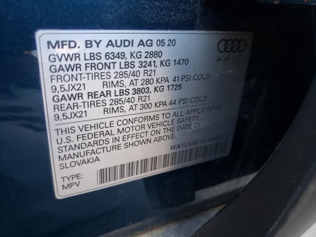 VIN WA1LXAF72LD009311 2020 Audi Q7, Premium Plus no.10