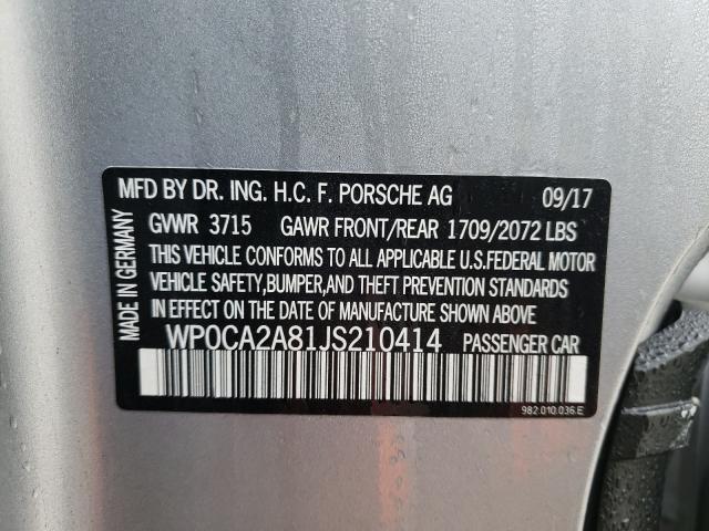 2018 PORSCHE BOXSTER WP0CA2A81JS210414