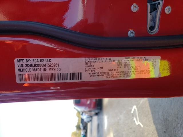 3C4NJCBB6MT523261 Jeep Compass La 2021. Фото: 9