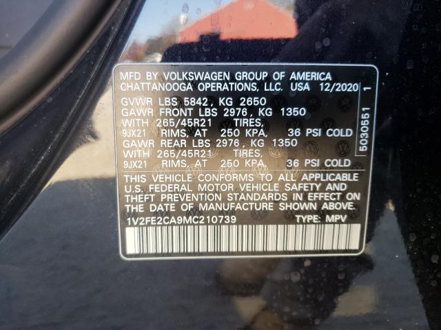 2021 VOLKSWAGEN ATLAS CROS 1V2FE2CA9MC210739