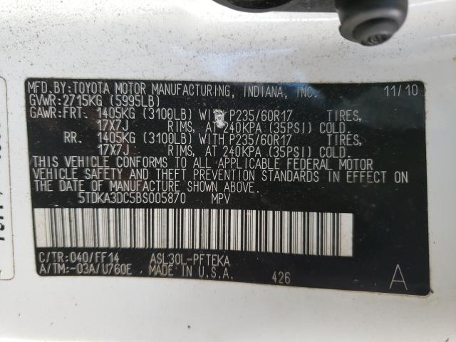 2011 TOYOTA SIENNA BAS 5TDKA3DC5BS005870