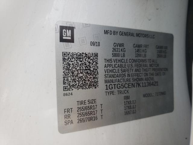 2019 GMC CANYON SLE 1GTG5CEN7K1136421