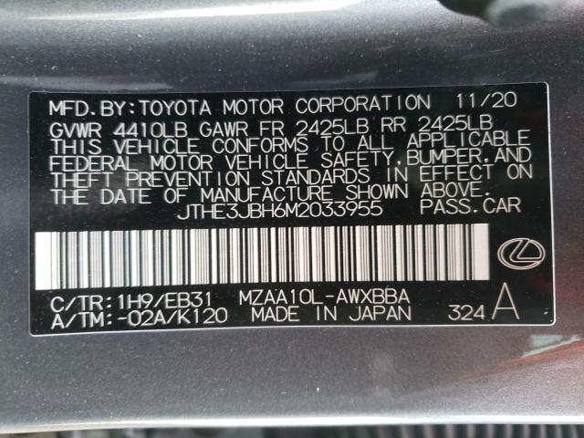 2021 LEXUS UX 200 JTHE3JBH6M2033955