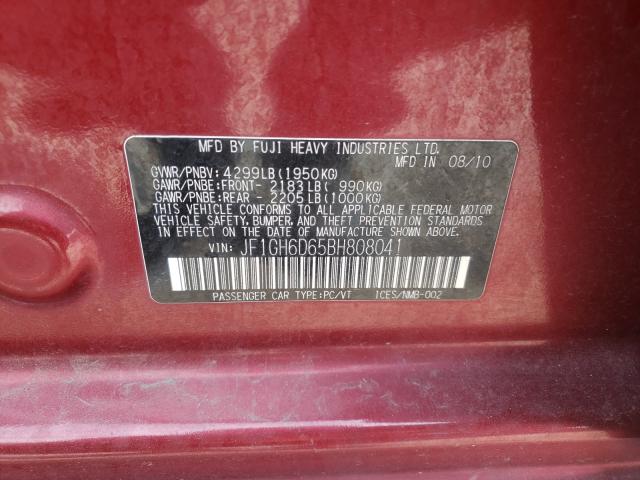 2011 SUBARU IMPREZA OU JF1GH6D65BH808041