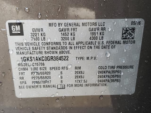 2016 GMC YUKON SLE 1GKS1AKC0GR384522