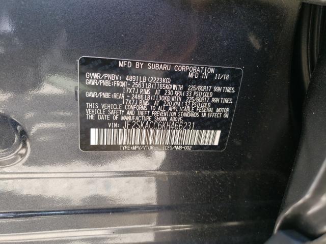 2019 SUBARU FORESTER JF2SKACC6KH466231