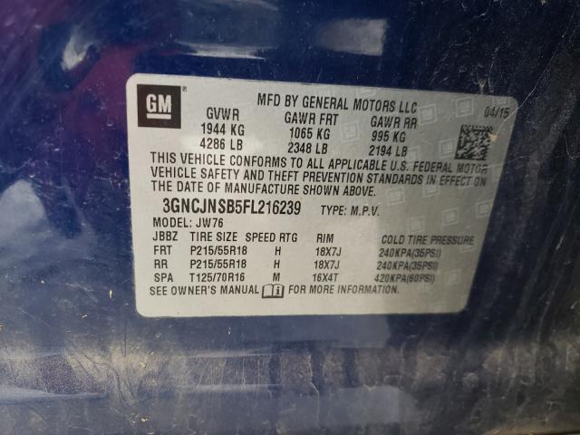 2015 CHEVROLET TRAX LTZ 3GNCJNSB5FL216239