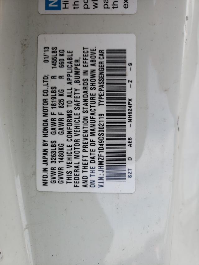 2013 HONDA CR-Z JHMZF1D49DS002119