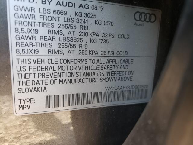 VIN WA1LAAF73JD007520 2018 Audi Q7, Premium Plus no.10