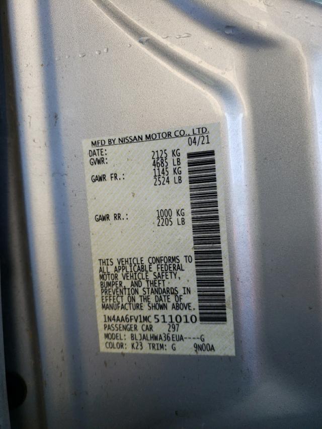 2021 NISSAN MAXIMA PLA 1N4AA6FV1MC511010