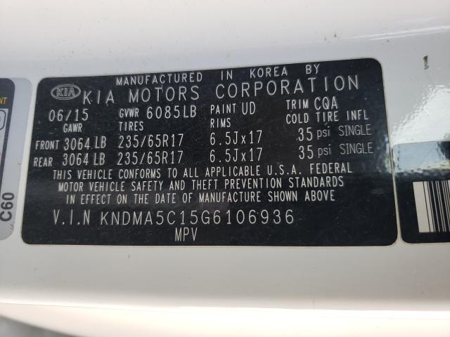 2016 KIA SEDONA L KNDMA5C15G6106936