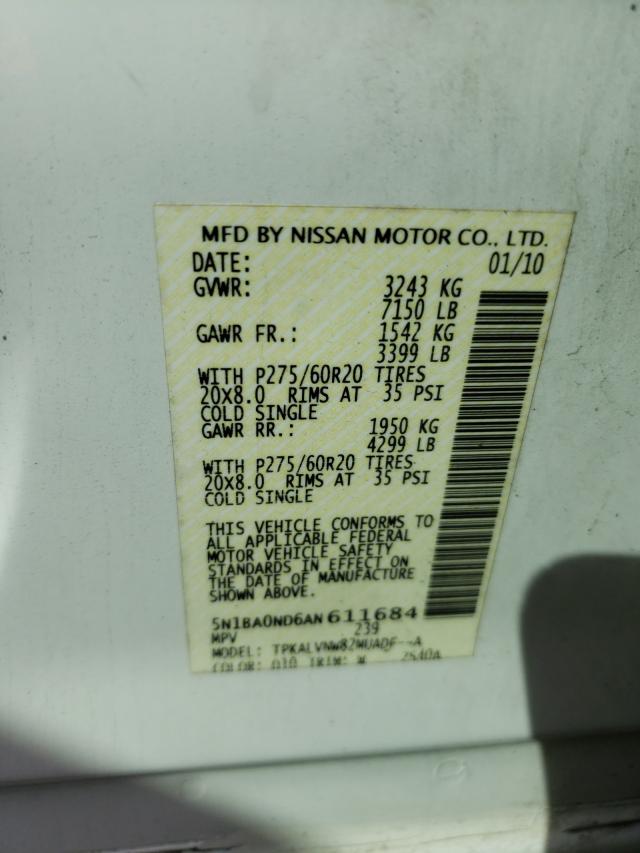 2010 NISSAN ARMADA SE 5N1BA0ND6AN611684