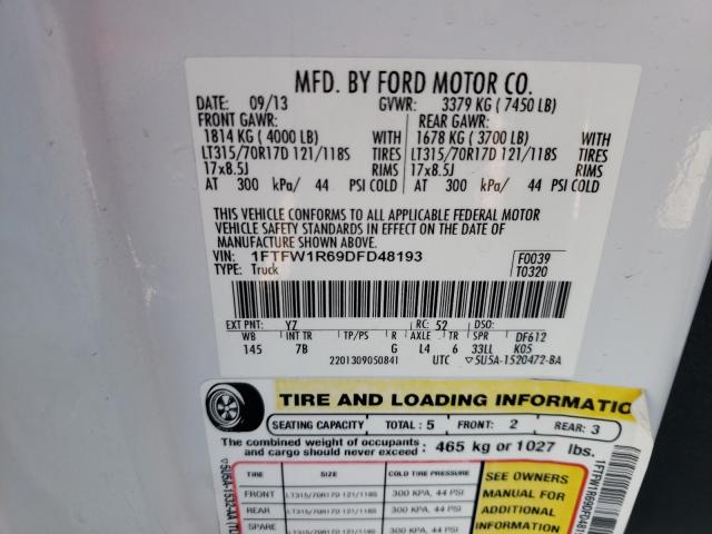 2013 FORD F150 SVT R 1FTFW1R69DFD48193
