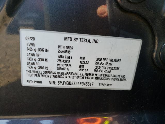 2020 TESLA MODEL Y 5YJYGDEE5LF046617