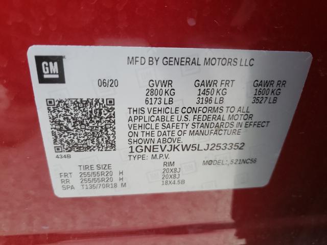 2020 CHEVROLET TRAVERSE R 1GNEVJKW5LJ253352