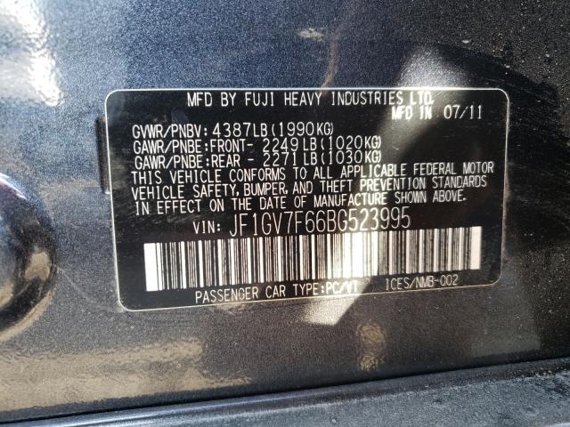 2011 SUBARU IMPREZA WR JF1GV7F66BG523995