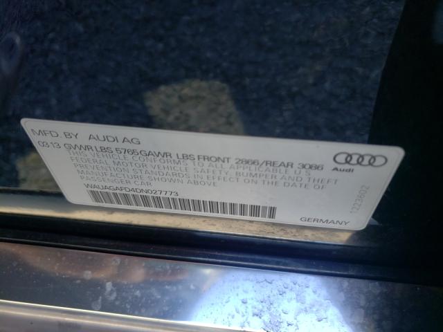 2013 AUDI A8 QUATTRO WAUAGAFD4DN027773