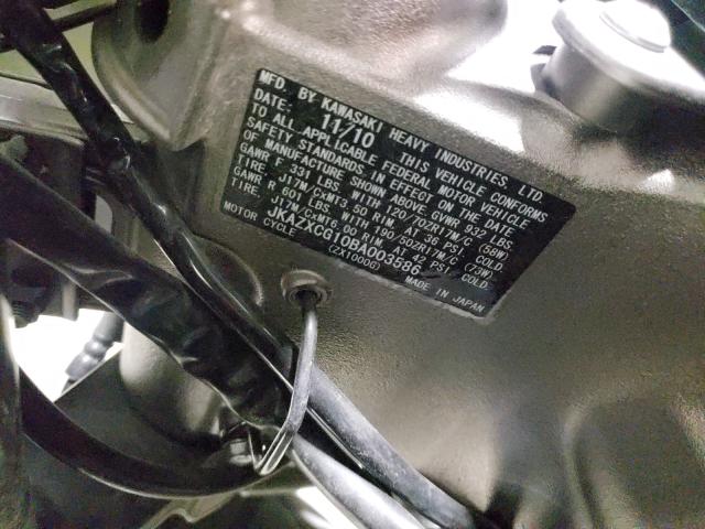 2011 KAWASAKI ZX1000 G JKAZXCG10BA003586