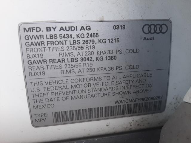 2019 AUDI Q5 PRESTIG WA1CNAFY9K2088257