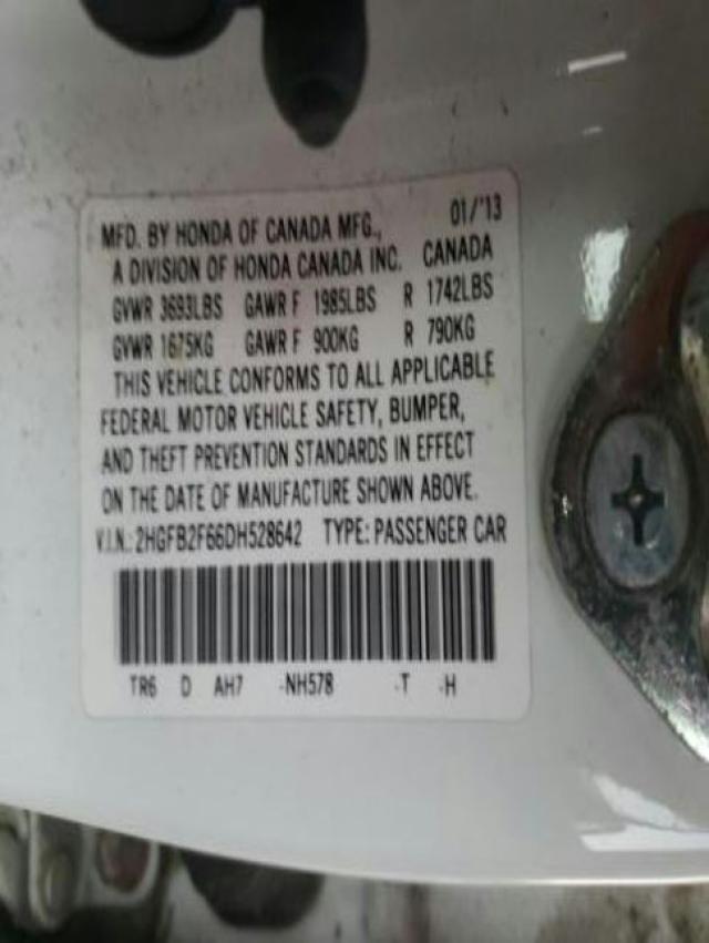 2013 HONDA CIVIC HF 2HGFB2F66DH528642