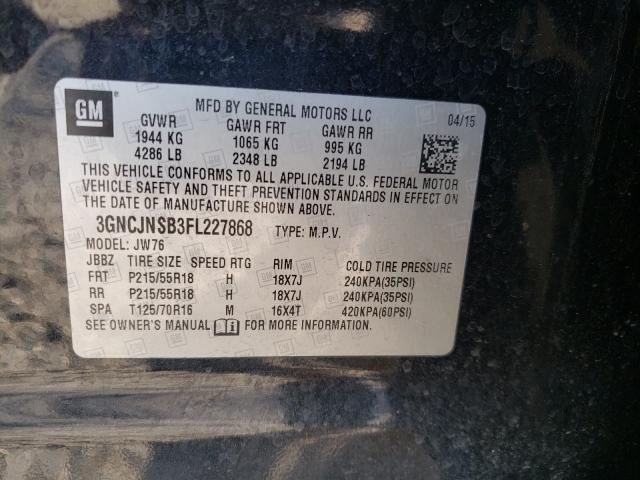 2015 CHEVROLET TRAX LTZ 3GNCJNSB3FL227868
