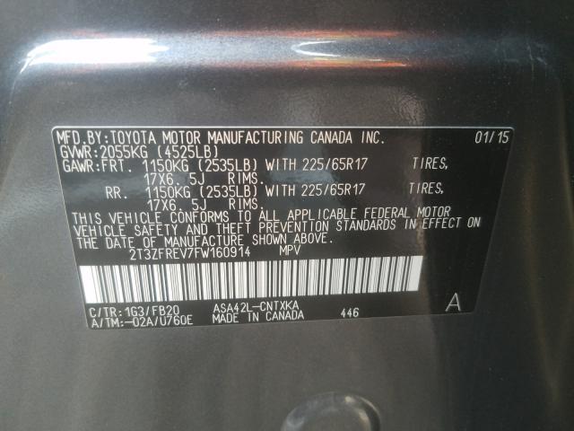 2T3ZFREV7FW160914 Toyota Rav4 Le 2015. Фото: 9