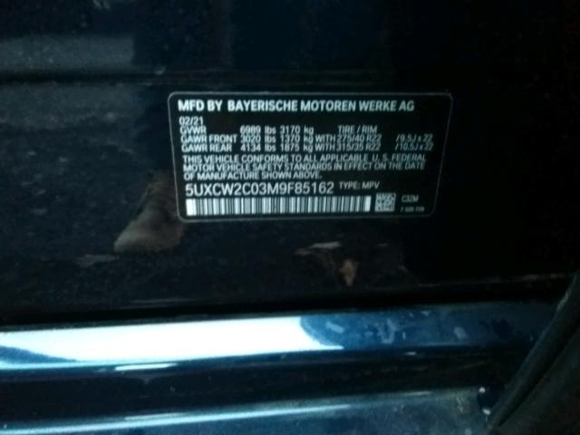 VIN 5UXCW2C03M9F85162 2021 BMW X7, Xdrive40I no.10