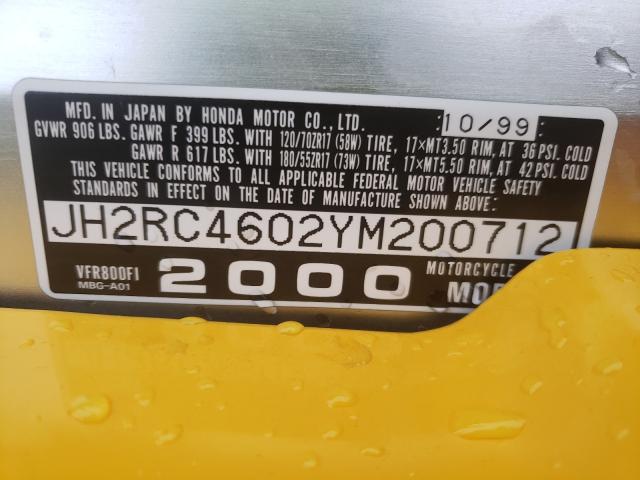 2000 HONDA VFR800 F1 JH2RC4602YM200712
