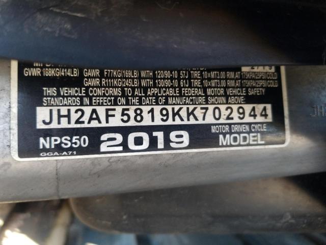 2019 HONDA NPS50 JH2AF5819KK702944