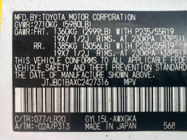 2012 LEXUS RX 450 JTJBC1BAXC2427316