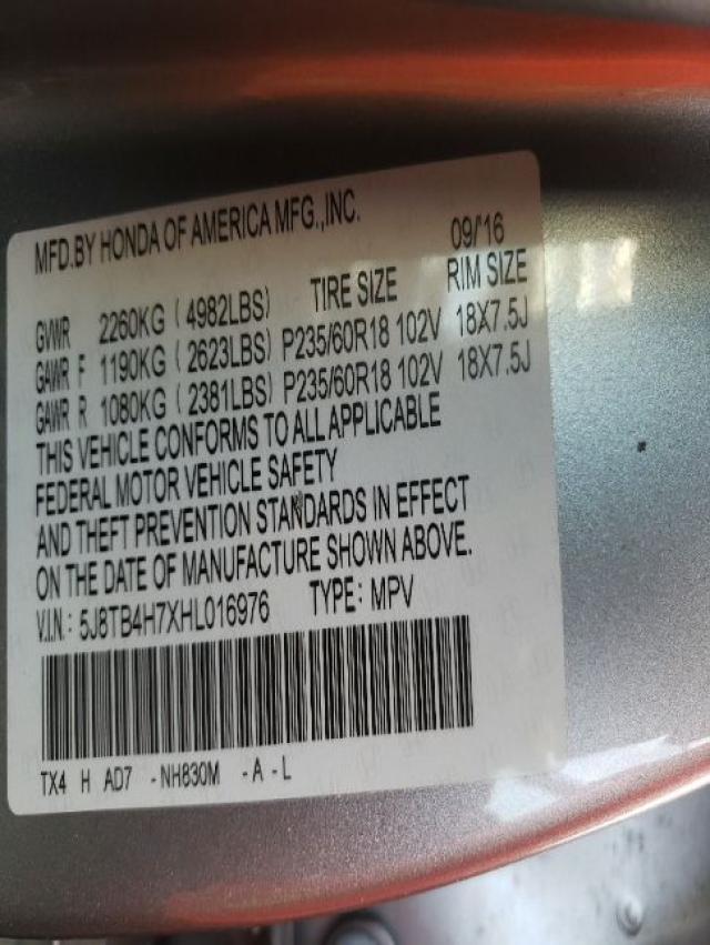 2017 ACURA RDX ADVANC 5J8TB4H7XHL016976