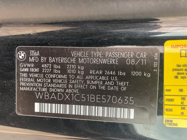 2011 BMW 335 IS WBADX1C51BE570635