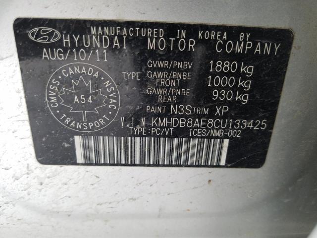 2012 HYUNDAI ELANTRA TO KMHDB8AE8CU133425