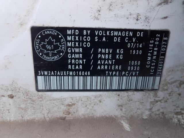 2015 VOLKSWAGEN GOLF TDI 3VW2A7AUXFM016046